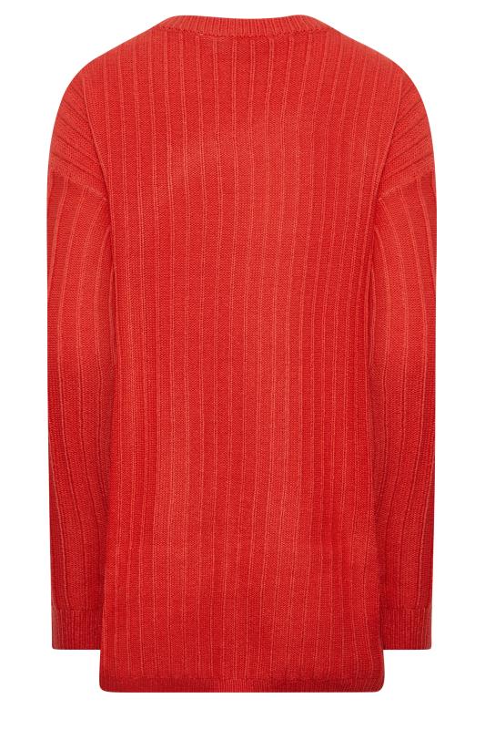 LTS Tall Women's Red Ribbed Long Sleeve Knitted Jumper | Long Tall Sally 6