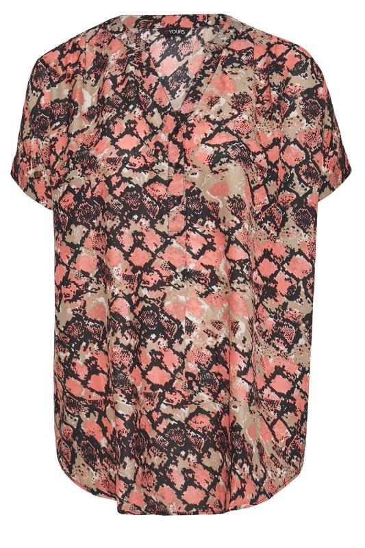 Plus Size Pink Snake Print Grown On Sleeve Shirt | Yours Clothing  5
