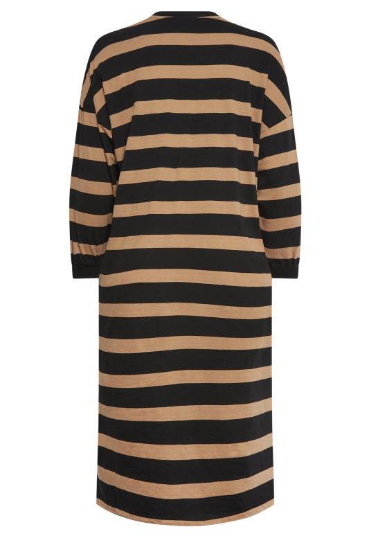 YOURS Plus Size Beige Brown Stripe Print Oversized T-Shirt Dress | Yours Clothing 8