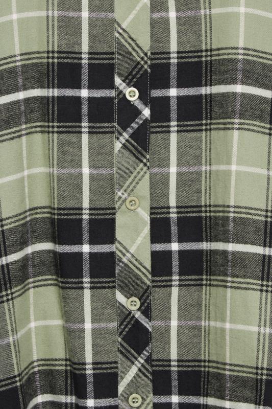 YOURS Plus Size Khaki Green Check Print Oversized Shirt | Yours Clothing 5
