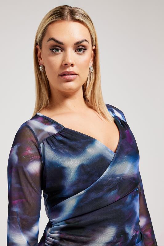 YOURS LONDON Plus Size Purple Mesh Abstract Print Top | Yours Clothing 4