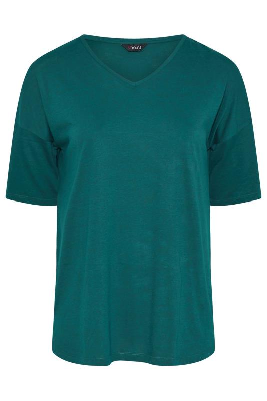 Plus Size Green V-Neck Essential T-Shirt | Yours Clothing  6