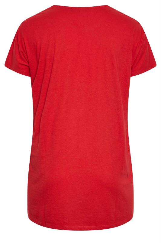 YOURS Plus Size Red Embellished Front T-Shirt | Yours Clothing 7