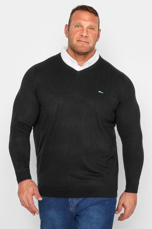 BadRhino Big & Tall Black & White Essential Mock Shirt Jumper 1