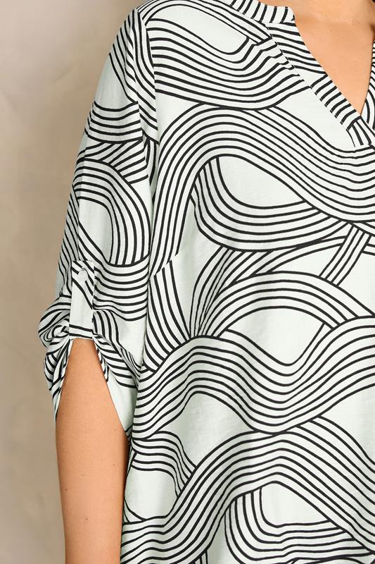 EVANS Plus Size White & Black Linear Blouse | Evans 4