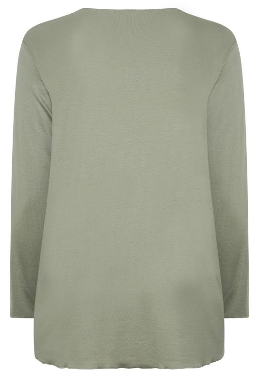 YOURS Curve Plus Size Khaki Green Front Seam Top | Yours Clothing  7