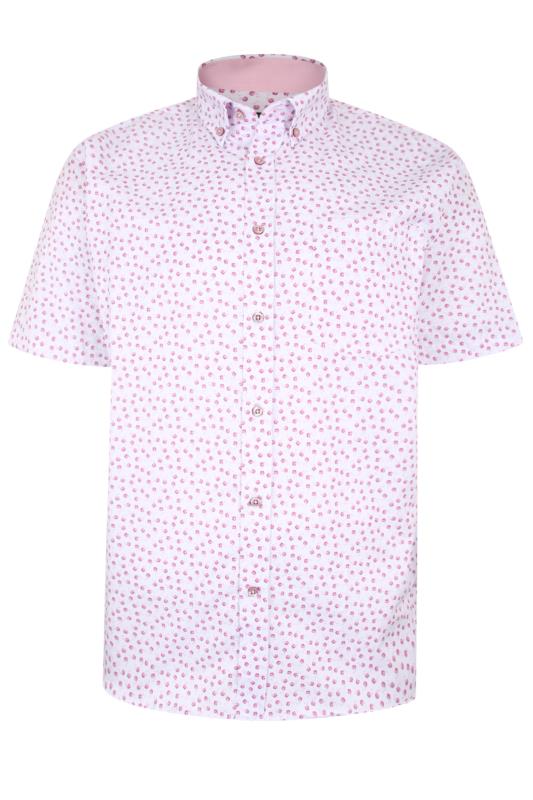 KAM Big & Tall White & Pink Floral Printed Shirt_F.jpg