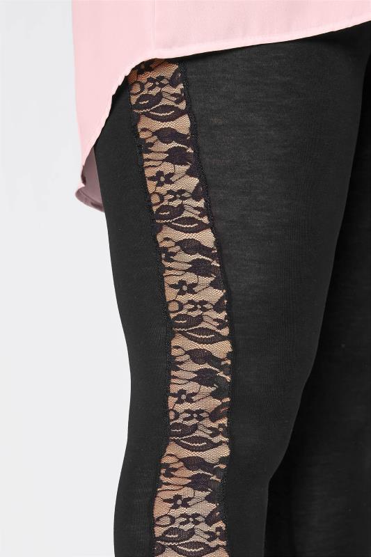 YOURS LONDON Curve Black Panelled Floral Lace Leggings 3