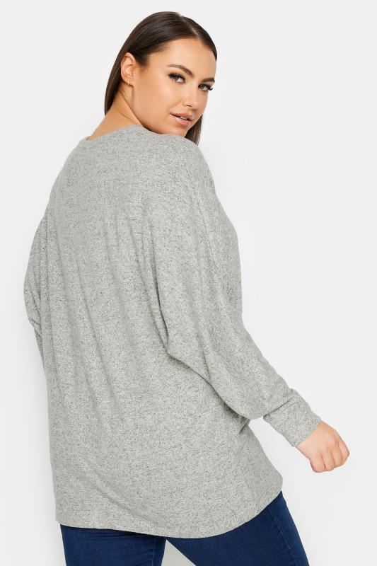 YOURS LUXURY Curve Light Grey Front Seam Detail Jumper | Yours Clothing 3