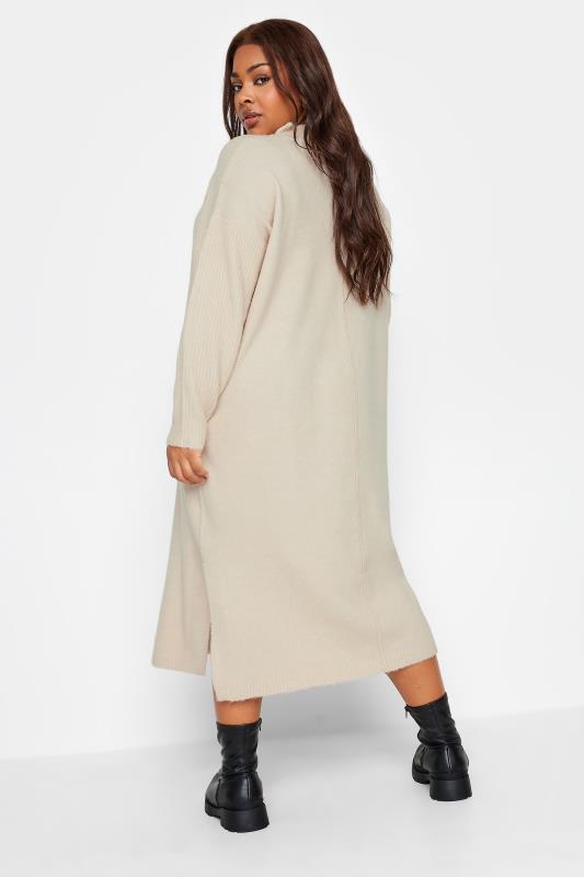 YOURS Plus Size Cream Front Seam Detail Knitted Jumper Dress | Yours Clothing 4
