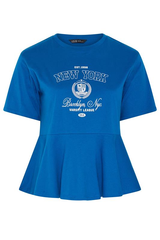 LIMITED COLLECTION Plus Size Blue New York Sporty Peplum Top 5
