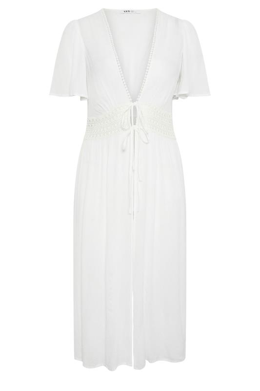 YOURS Plus Size White Crinkle Maxi Kimono | Yours Clothing 7