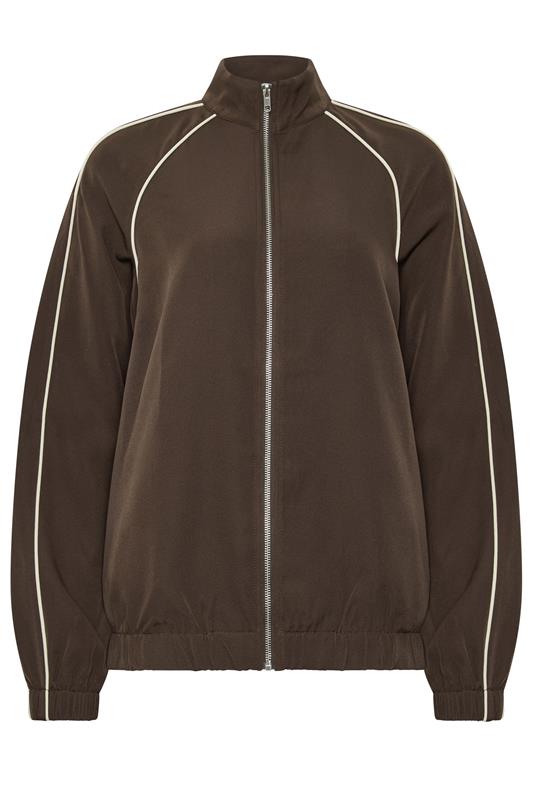  LTS Tall chocoladebruin jack met biezen en colhals