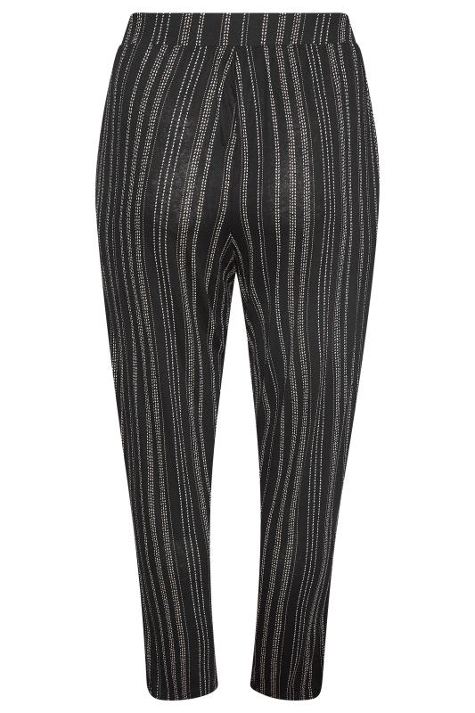 Plus Size Black Stripe Print Trousers | Yours Clothing 6