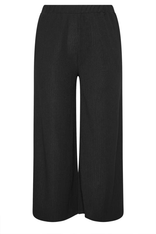 YOURS Plus Size Black Textured Wide Leg Trousers | Yours Clothing 5