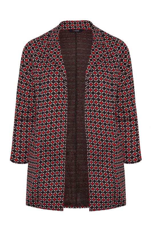 Plus Size Black & Red Geometric Print Longline Blazer | Yours Clothing 6
