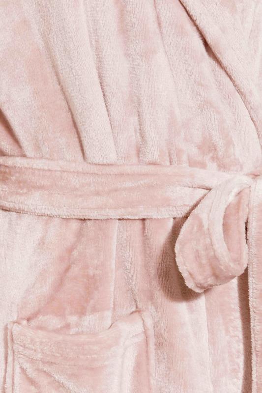 LTS Pink Faux Fur Trim Dressing Gown | Long Tall Sally 6