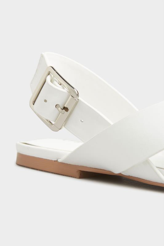 LTS White Crossover Strap Sandals In Standard D Fit 6