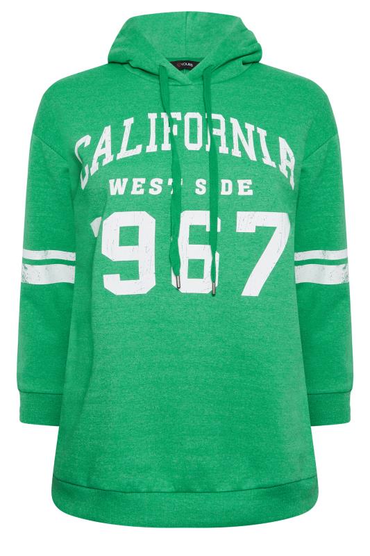 YOURS Plus Size Green 'California' Varsity Hoodie | Yours Clothing 6
