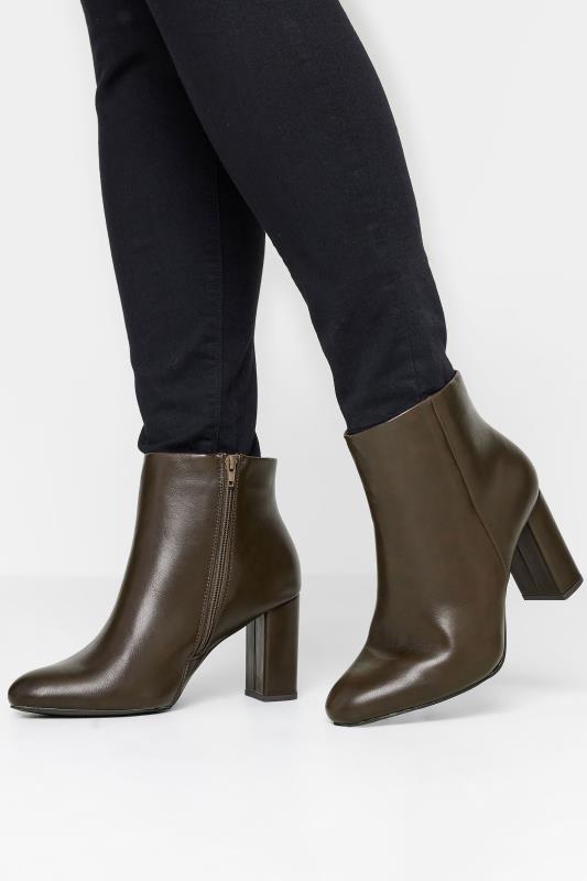 Plus Size  LIMITED COLLECTION Brown Heeled Ankle Boots In Extra Wide EEE Fit