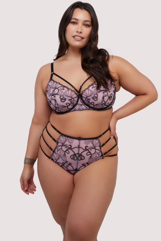 PLAYFUL PROMISES Jessie Pink Embroidered Balcony Bra | Yours Clothing 6