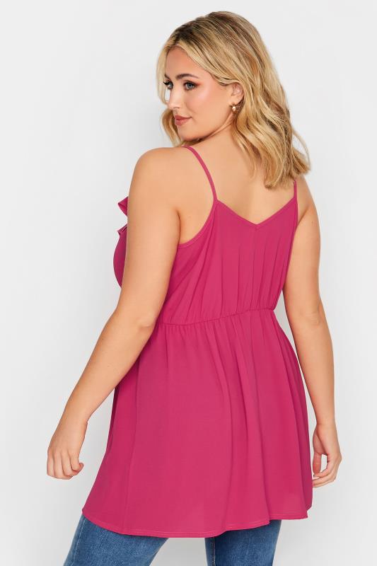 LIMITED COLLECTION Plus Size Hot Pink Wrap Cami Vest Top | Yours Clothing 3
