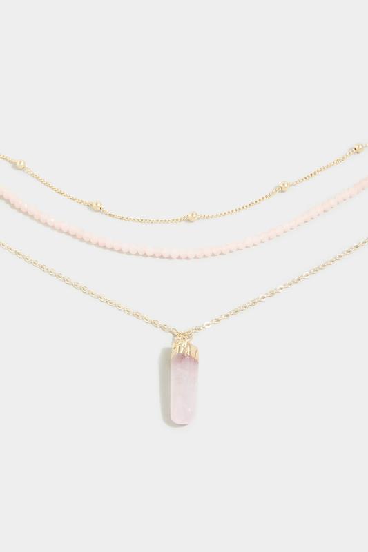 Gold Triple Layer Crystal Necklace | Yours Clothing 3