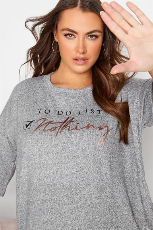 Plus Size Grey 'To Do List: Nothing' Longline Lounge Top | Yours Clothing 5