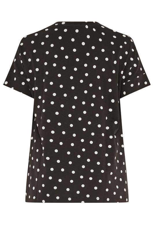 EVANS Plus Size Chocolate Brown Polka Dot Cotton T-Shirt | Evans 2
