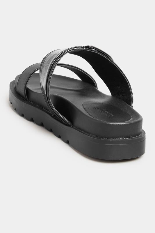 PixieGirl Black Double Strap Sandals In Standard D Fit 4