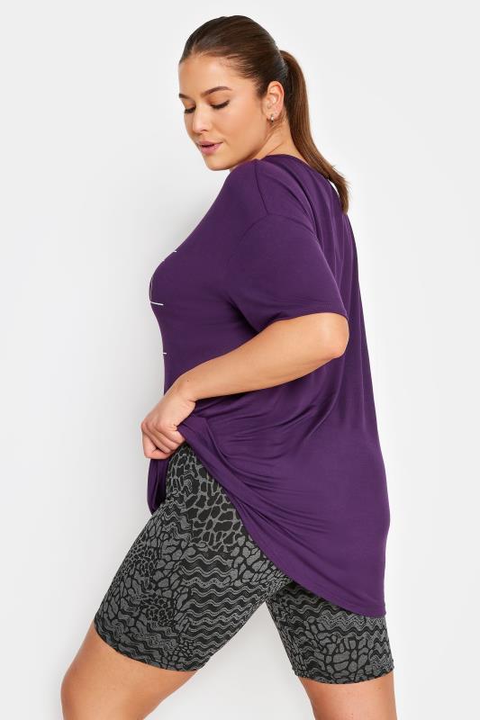 YOURS ACTIVE Plus Size Charcoal Grey Abstract Print Cycling Shorts | Yours Clothing 3