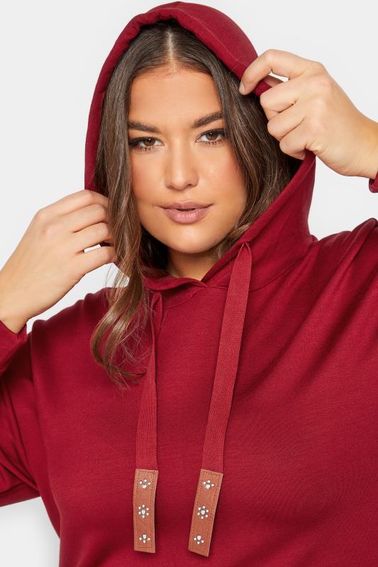 Plus Size Red Embellished Tie Hoodie | Yours Clothing 4