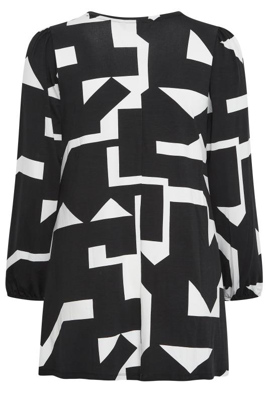YOURS Plus Size Black Abstract Print Pleat Front Top | Yours Clothing 7