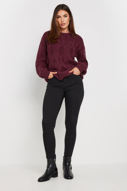 LTS Tall Women's Burgundy Red Cable Knit Jumper | Long Tall Sally 2