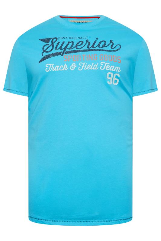 Big & Tall D555 Aqua Blue 'Superior' Slogan T-Shirt | BadRhino 2