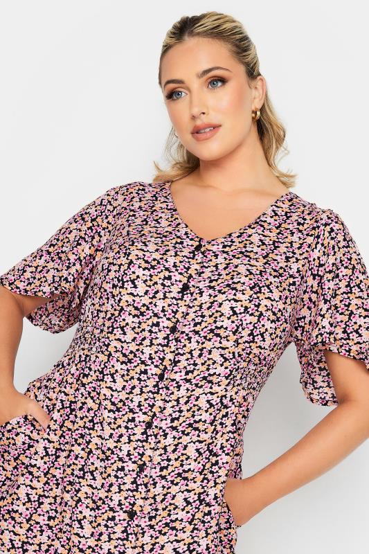 YOURS Plus Size Black & Pink Ditsy Print Tea Dress | Yours Clothing 4