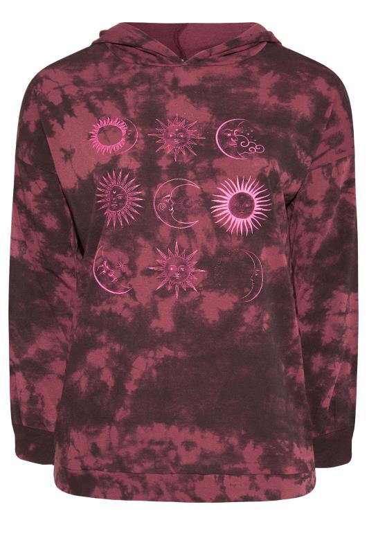 LIMITED COLLECTION Plus Size Berry Pink Tie Dye Astrology Print Hoodie | Yours Clothing 6