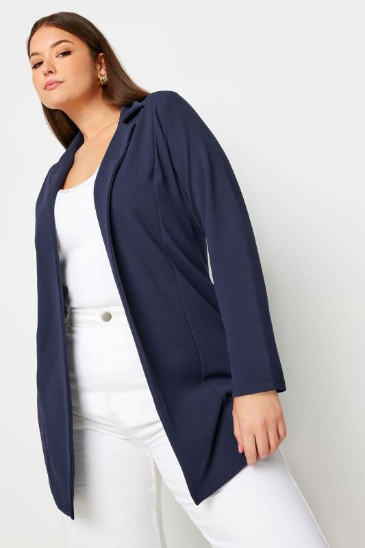 YOURS Plus Size Navy Blue Longline Blazer | Yours Clothing 1