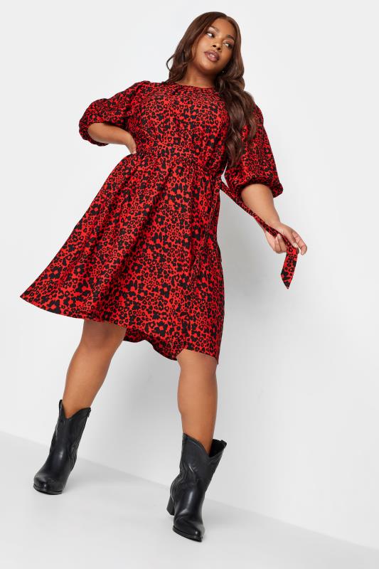  Grande Taille YOURS Curve Red Animal Markings Mini Dress