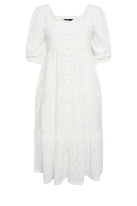 YOURS Plus Size White Broderie Anglaise Button Front Dress | Yours Clothing 6
