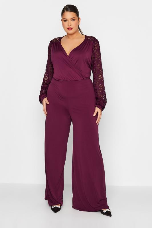 Tall Women's LTS Purple Lace Back Jumpsuit | Long Tall Sally 2