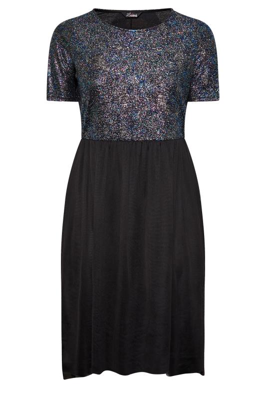 LIMITED COLLECTION Plus Size Black Glitter Mesh Dress | Yours Clothing 6