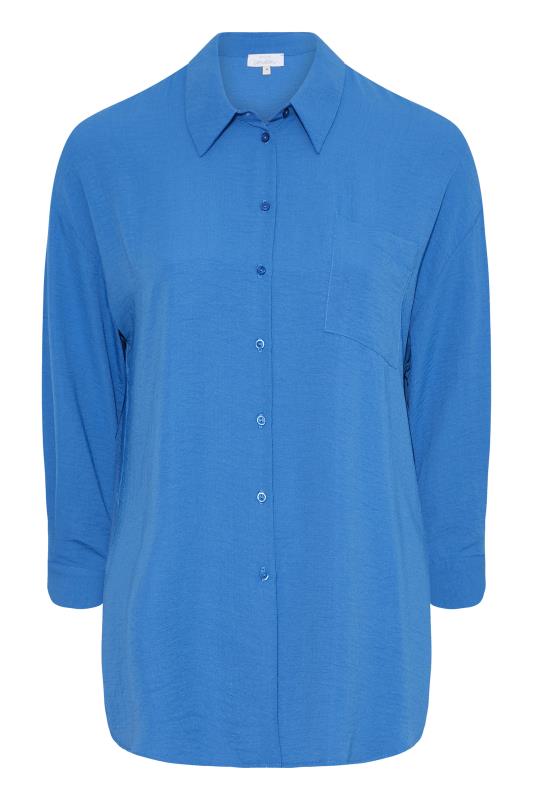 YOURS LONDON Plus Size Cobalt Blue Oversized Satin Shirt | Yours Clothing 6