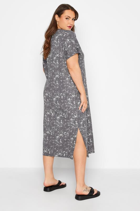 LIMITED COLLECTION Plus Size Grey Acid Wash Side Split T-Shirt Dress | Yours Clothing 3