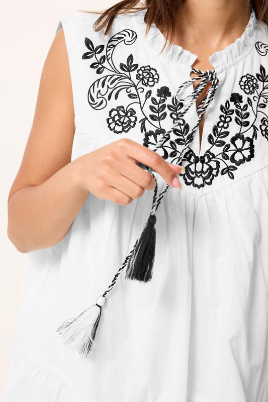PixieGirl Petite Women's White Tiered Cotton Smock Mini Dress | PixieGirl 4