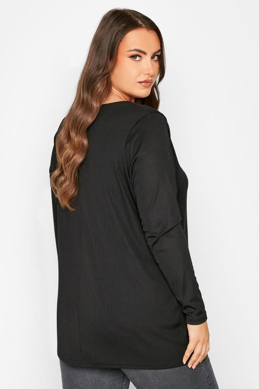 LIMITED COLLECTION Plus Size Black Long Sleeve Seam Detail Top | Yours Clothing 5