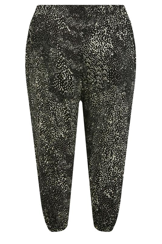YOURS Plus Size Black Mixed Animal Print Cropped Harem Joggers | Yours Clothing 6