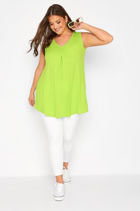 Plus Size Lime Green Swing Vest Top | Yours Clothing 2
