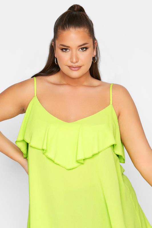 LIMITED COLLECTION Curve Lime Green Frill Cami Top 4