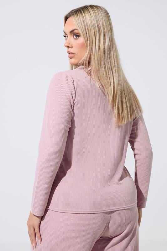 LIMITED COLLECTION Plus Size Pink Ribbed Button Cardigan | Yours Clothing 2